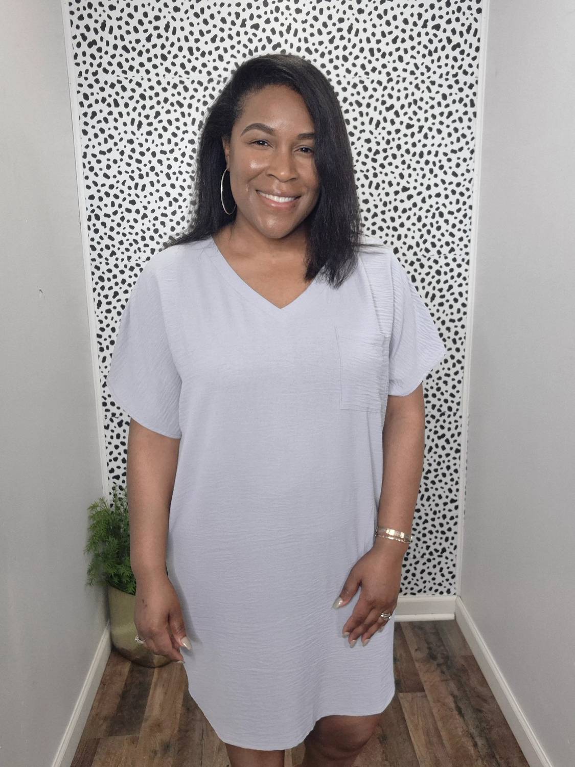 Zenana - Woven Airflow V Neck T Shirt Dress
