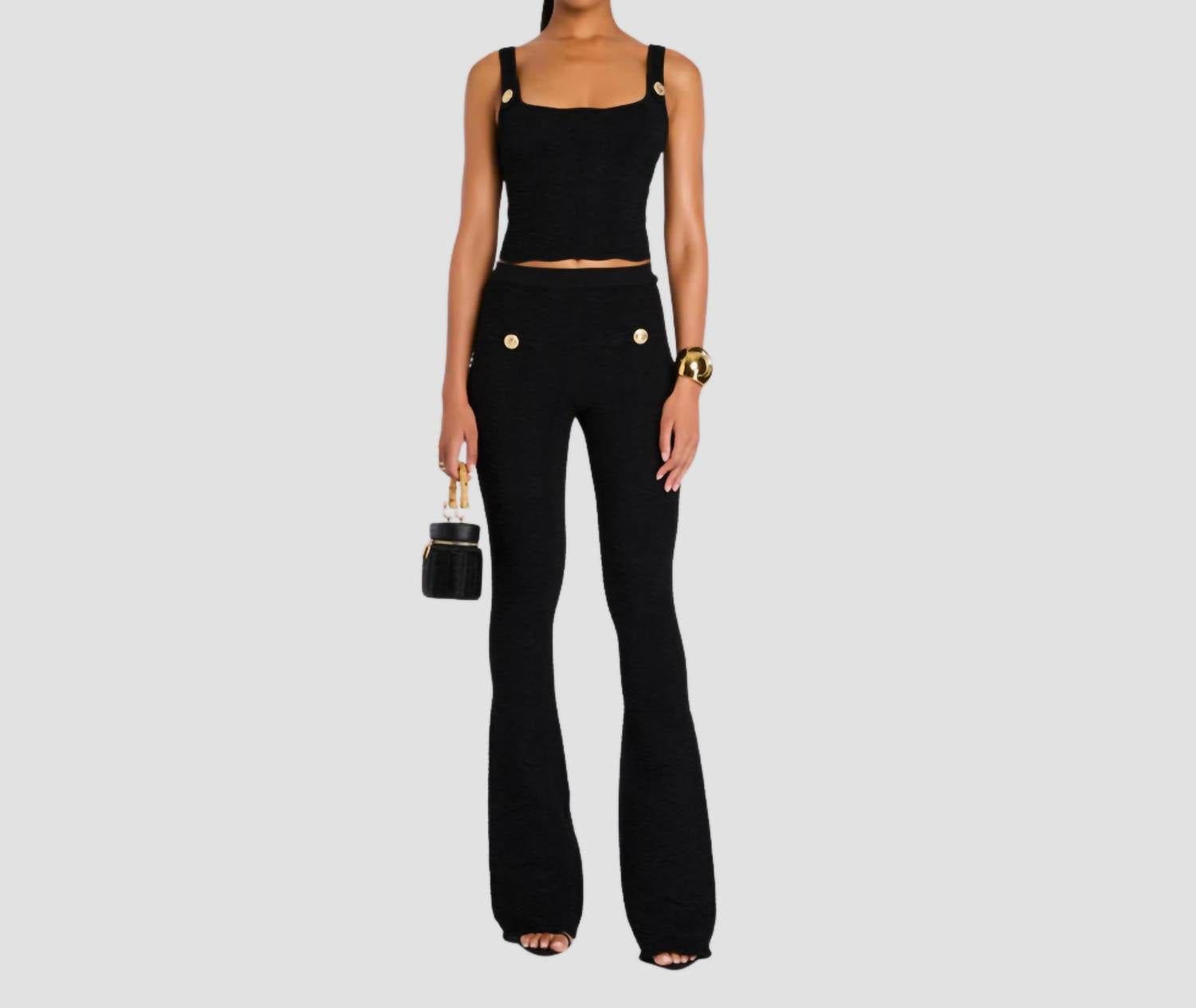 RETROFETE Joliet Knit Flare Pant in metallic black - women's pants - view 4