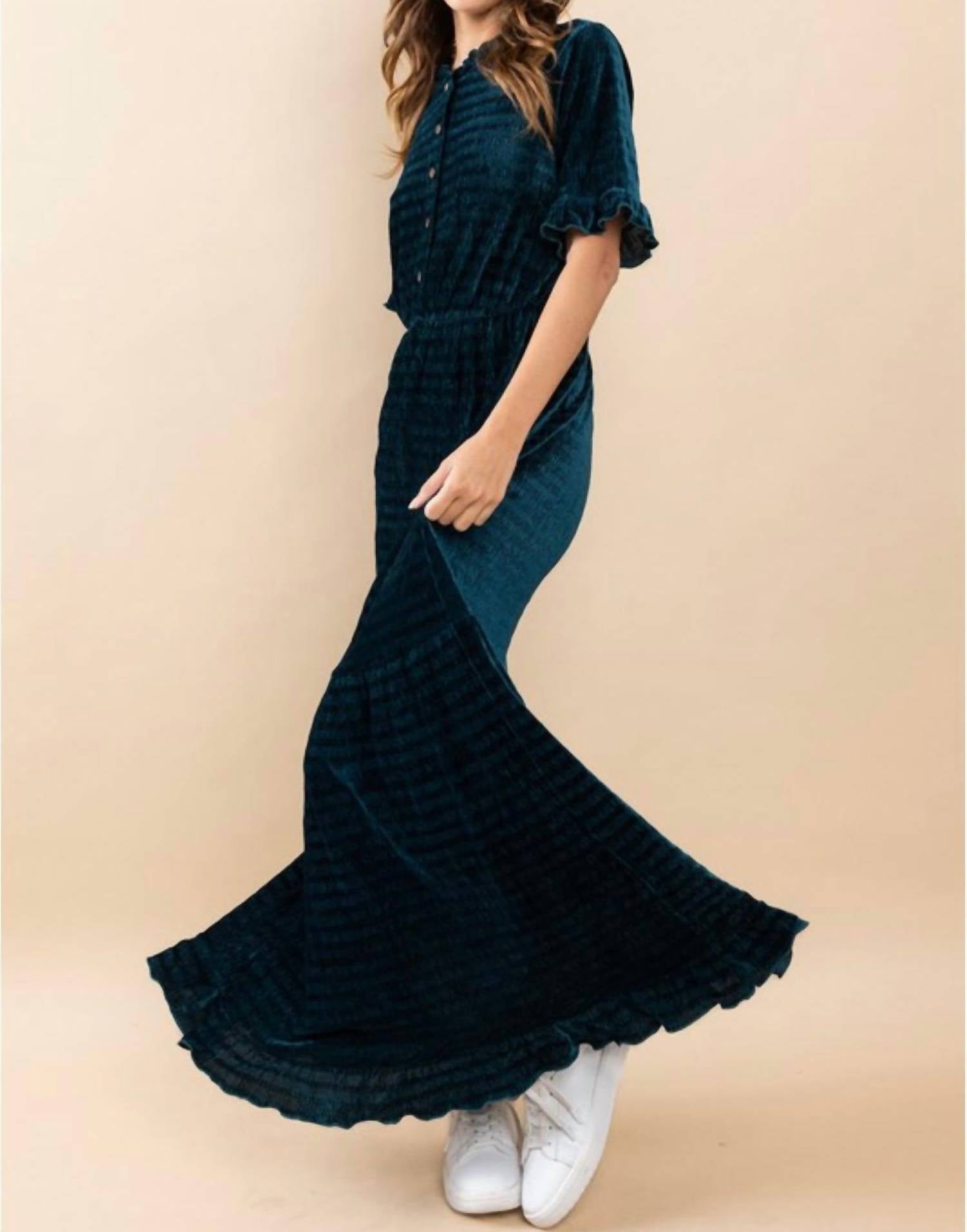 Ces Femme - Odense Velvet Striped Maxi Dress