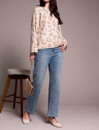 Tribal - Sequin Animal Print Crew Neck Jacquard Sweater