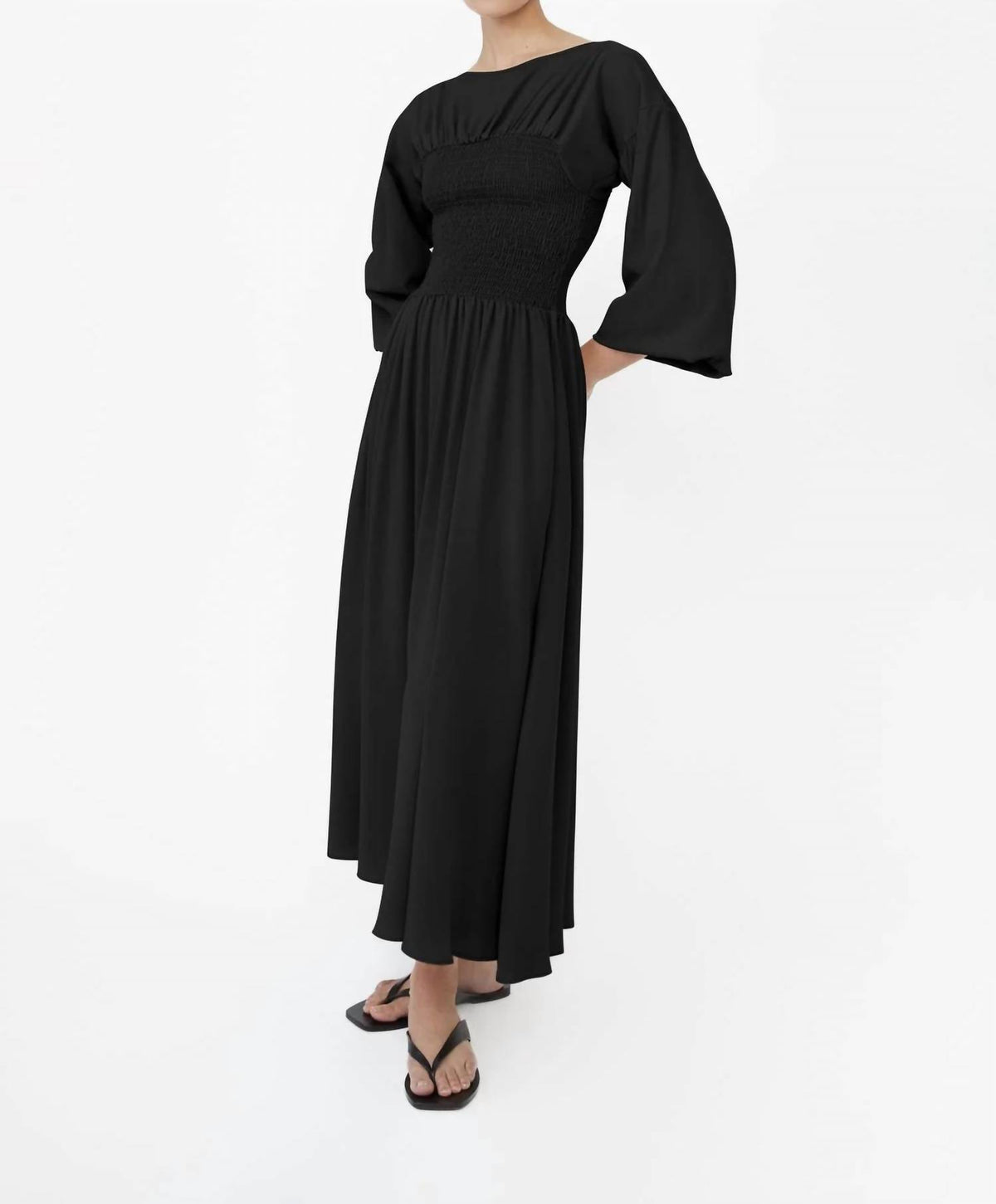 Dāl The Label - Smocked Cupro Midi Dress