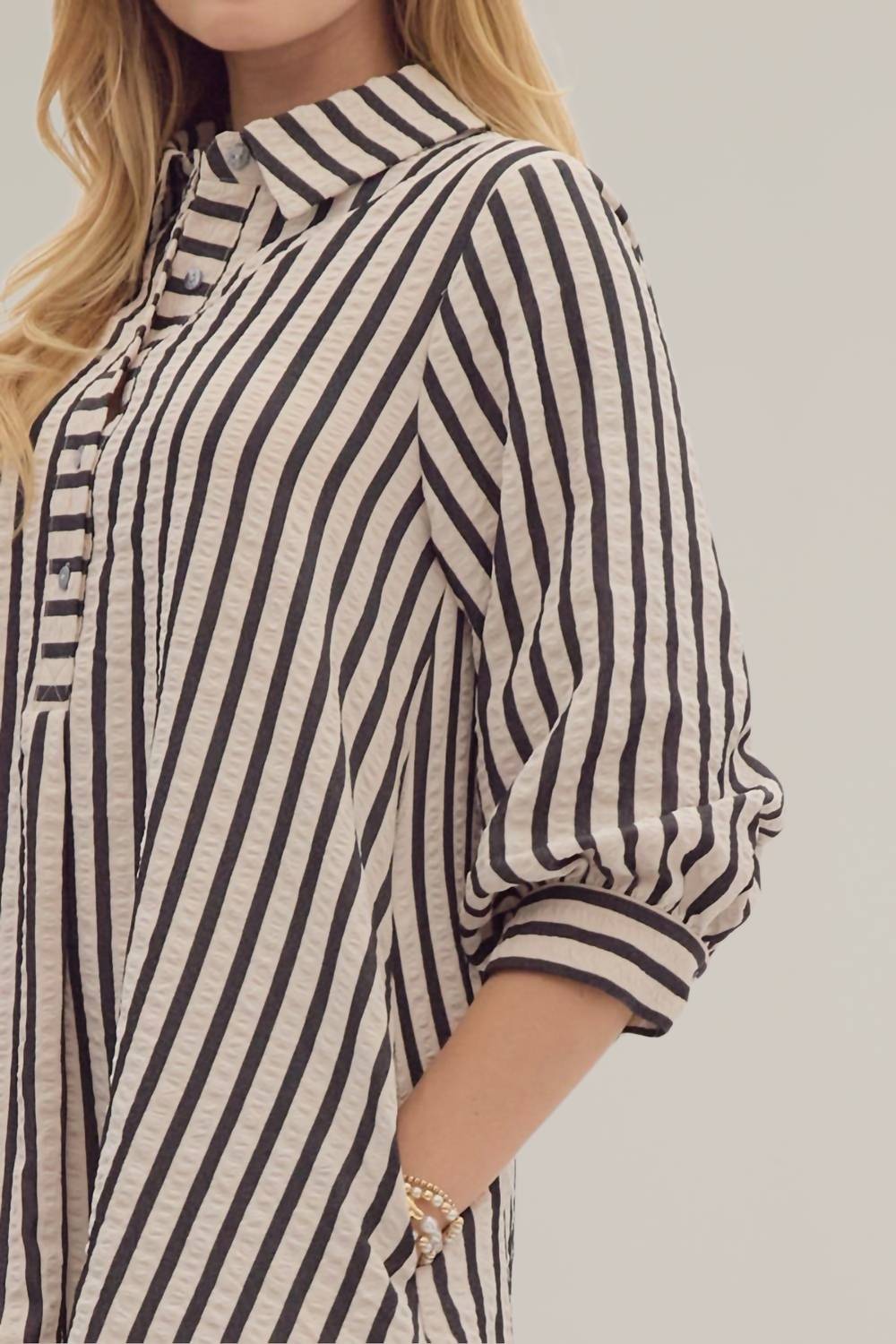 Entro - Striped Seersucker Mini Dress