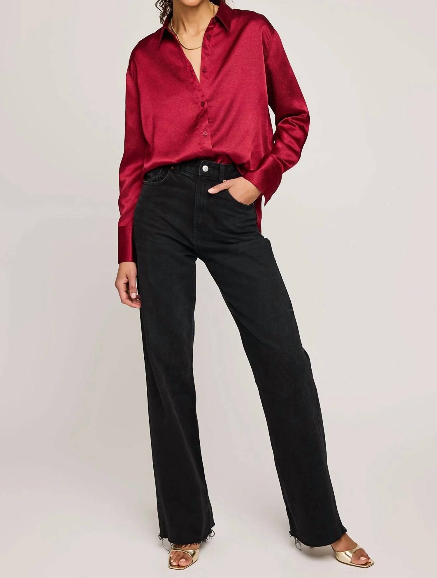 Gentle Fawn Simone Button Down Shirt in crimson - women's shirt - alternate view