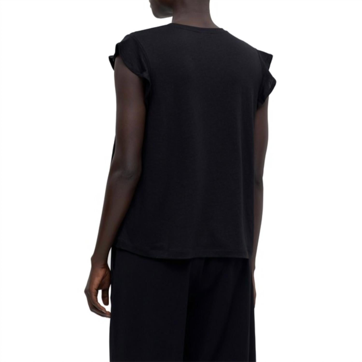 CLOSED Women's Frills T-Shirt in black - women's blouse - detail view