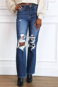 Risen - Berkley Distressed High Rise Straight Jeans