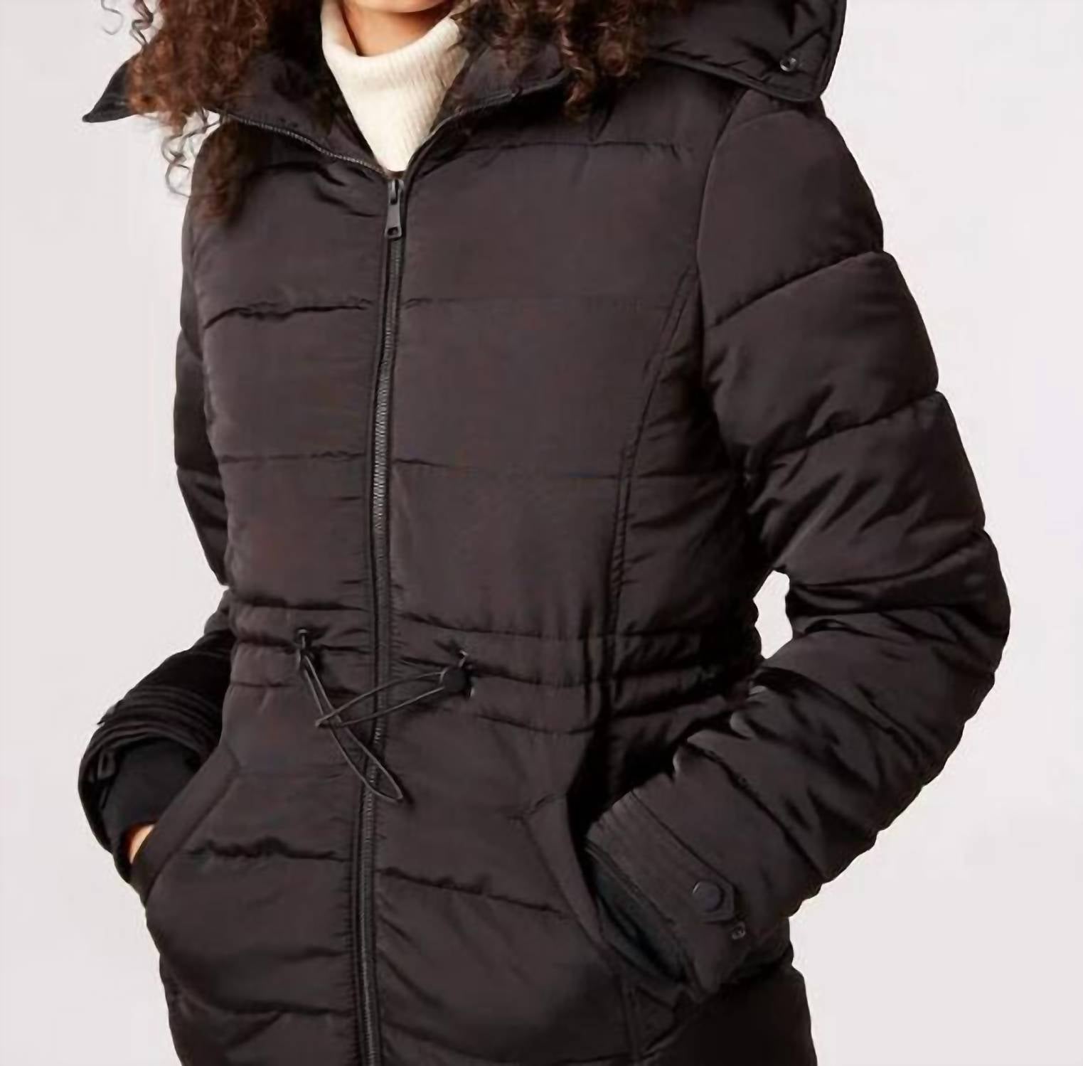APRICOT Removable Hood Puffer Jacket in black - women's jacket - alternate view