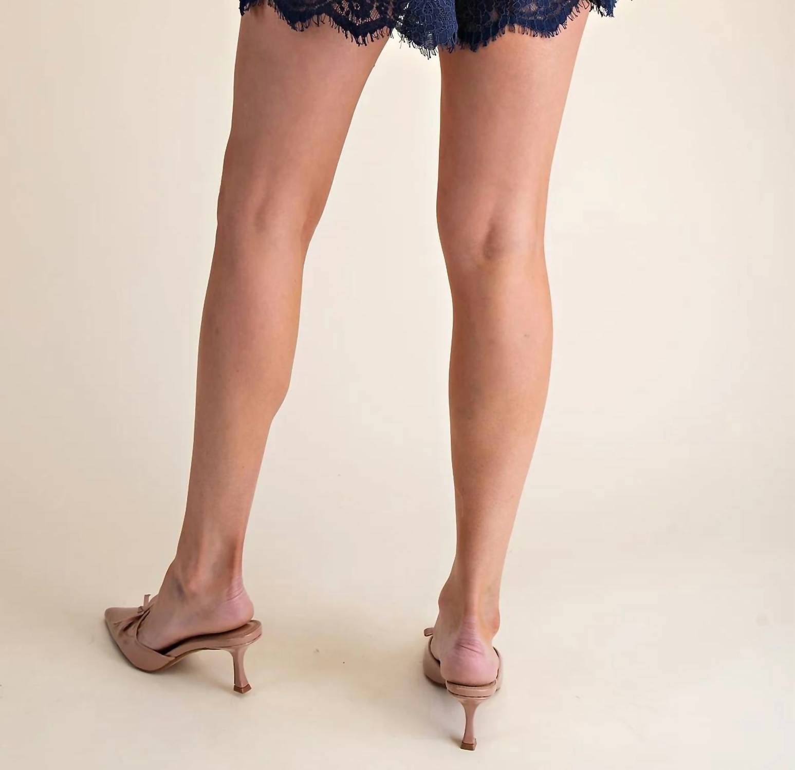 Glam - Satin Short With Lace Trim Detail Short