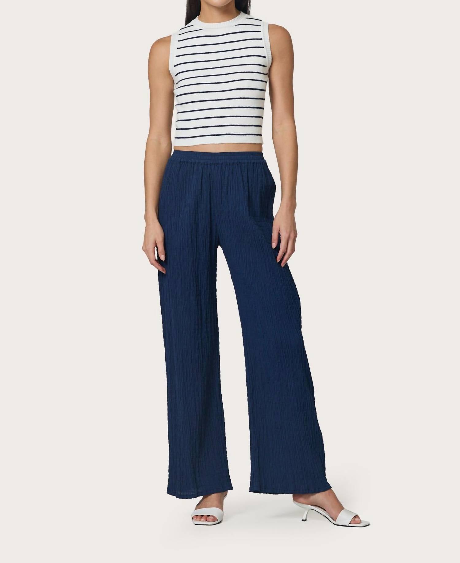 Lusana - Slip On Wide Leg Pants