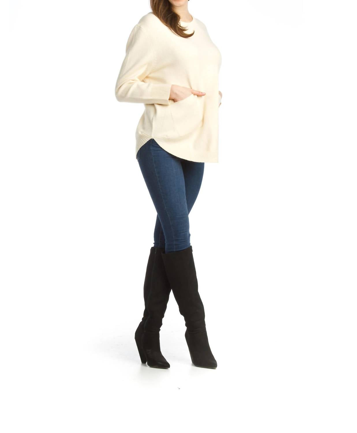 Papillon - Sweater Tunic With Rounded Hem And Pockets