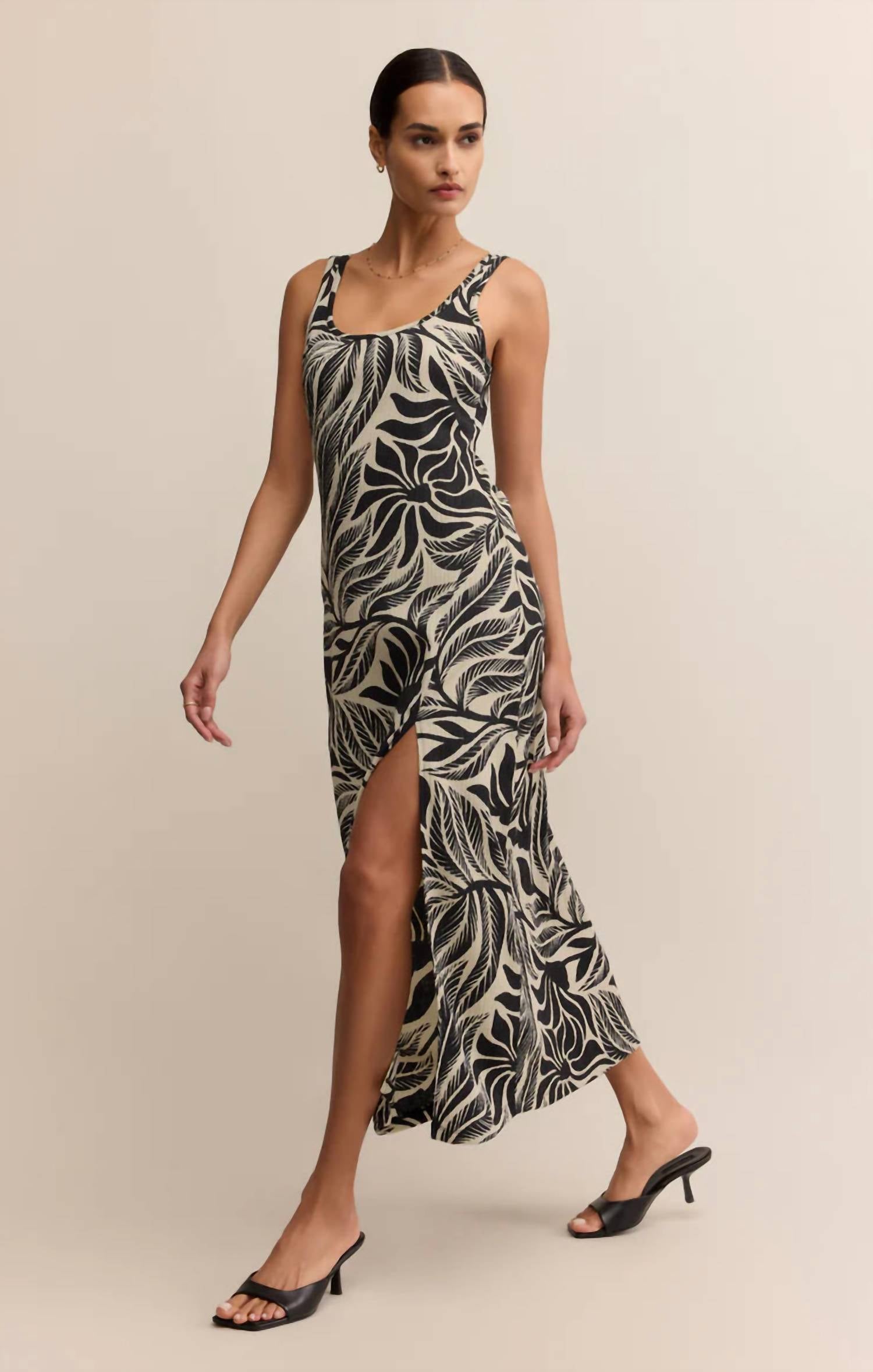 Z Supply Women's Polanco Palm Midi Dress in black - women's dress - alternate view