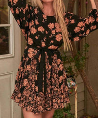 Mittoshop - Flower Mix Print Godet Detail Mini Dress