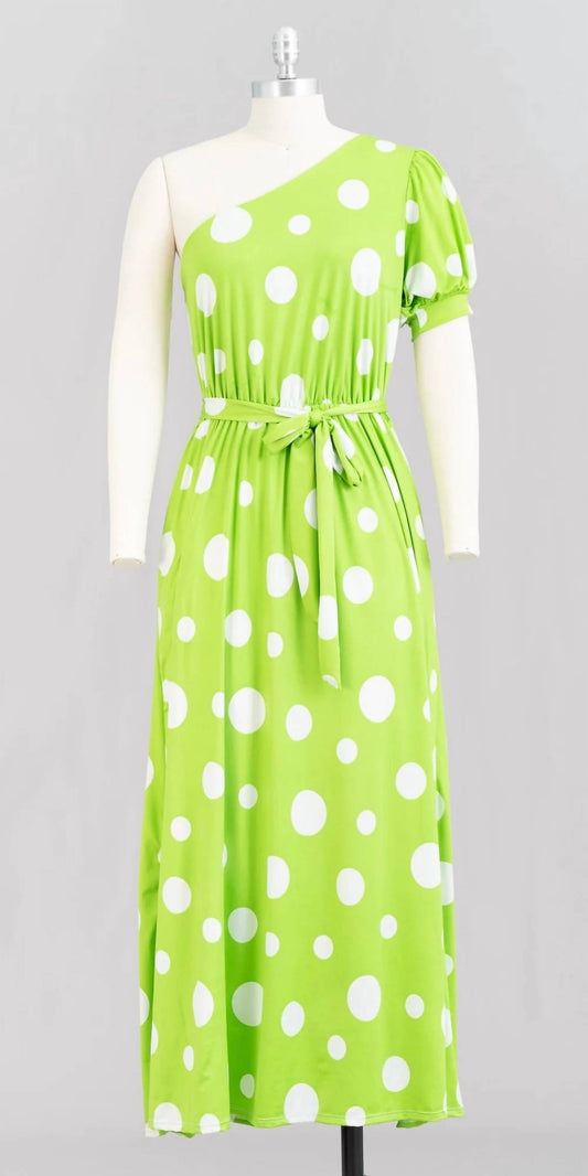 Karen T Design - Women's Belted One Shoulder Dress