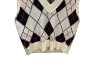 Jacquie The Label Women's Argyle V-neck Vest in cream navy rust - women's sweater