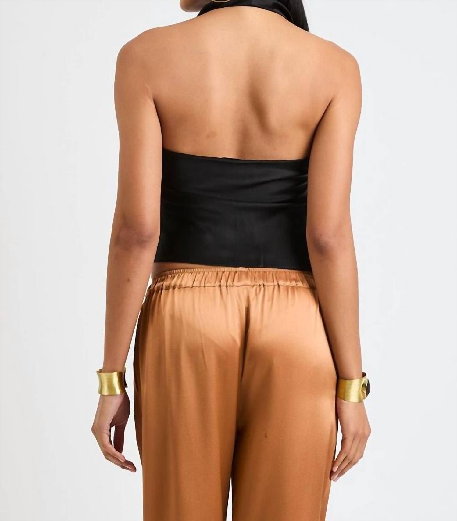 Beryll Poppy Silk Top in black - women's shirt - detail view