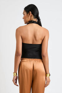 Beryll Poppy Silk Top in black - women's shirt - alternate view