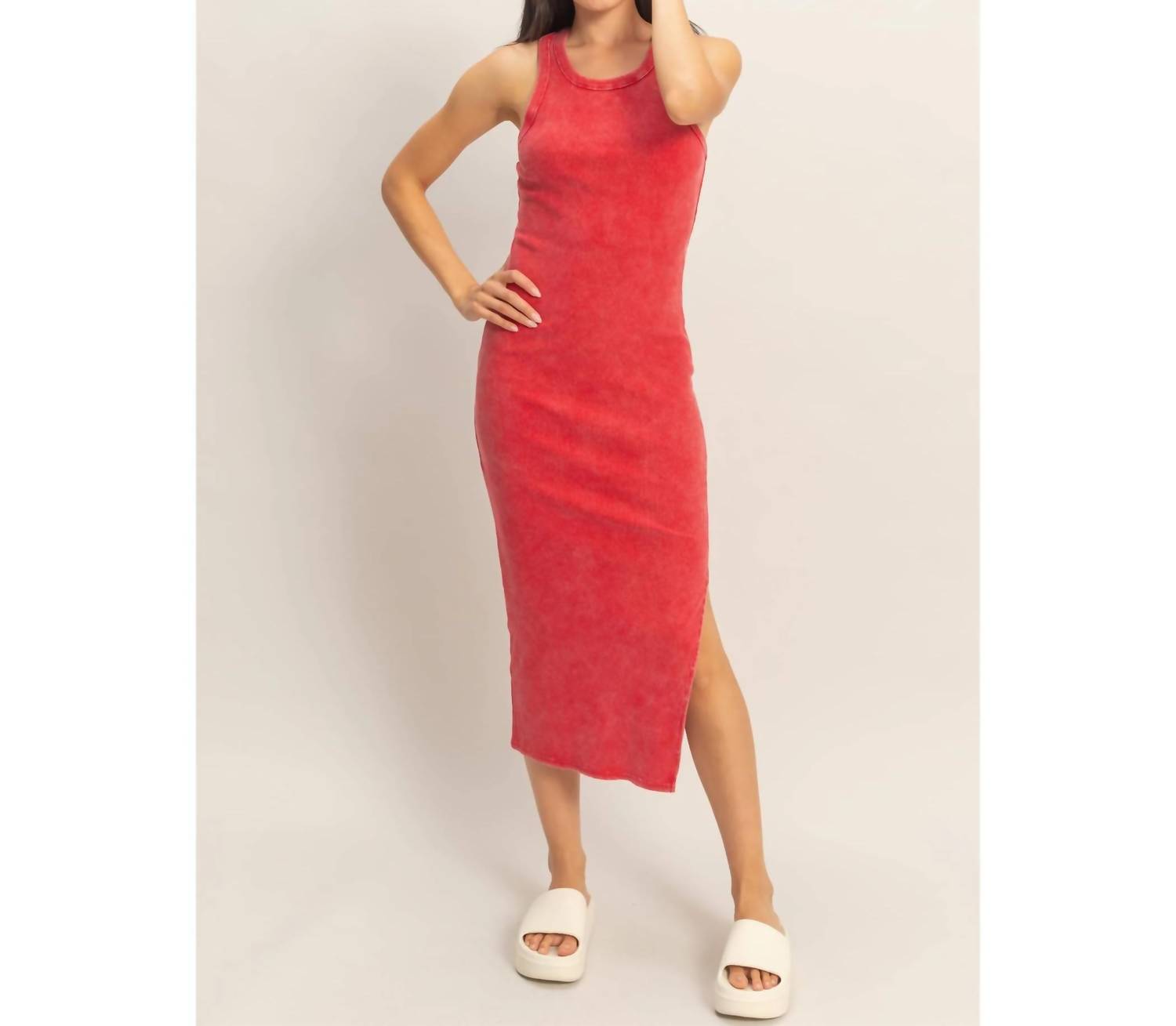 Hyfve - Acid Washed Ribbed Midi Tank Dress