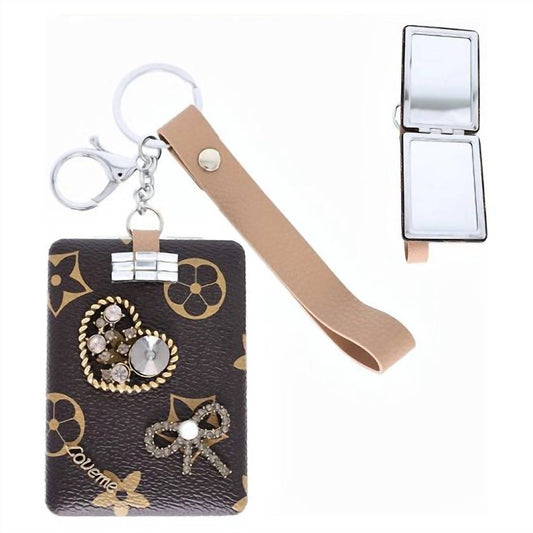 Sophia Collection - Women's Monogram Mirror Compact Keychain