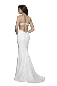 Blush Prom - Beaded Lace Halterneck Gown