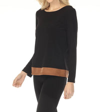 Joseph Ribkoff - Faux Suede Color Block Top