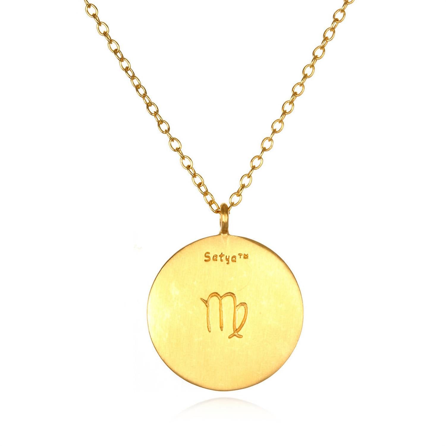 Satya Jewelry Women's Virgo Zodiac Sapphire Necklace in gold black - women's jewelry - detail view
