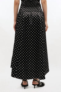 Ganni - Polka-dot Satin Corset Maxi Skirt