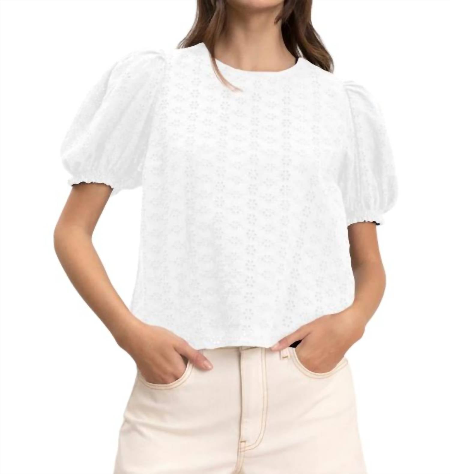 Velvet By Graham & Spencer - Dalyn Puff Sleeves Textured Top