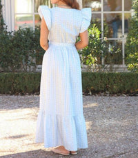 Karlie - Floral Stripe Ric Rac Trim Maxi Dress