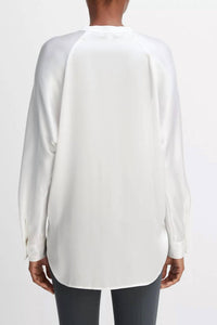 Vince - Silk Satin Band Collar Blouse