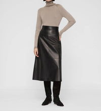 Lafayette 148 Matte Crepe Turtleneck Sweater in hickory - women's sweater - view 4