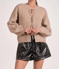 Elan - Soft Knit Tie-Front Cardigan