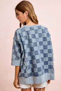 Bibi - Open Seam Detail Short Sleeve Top
