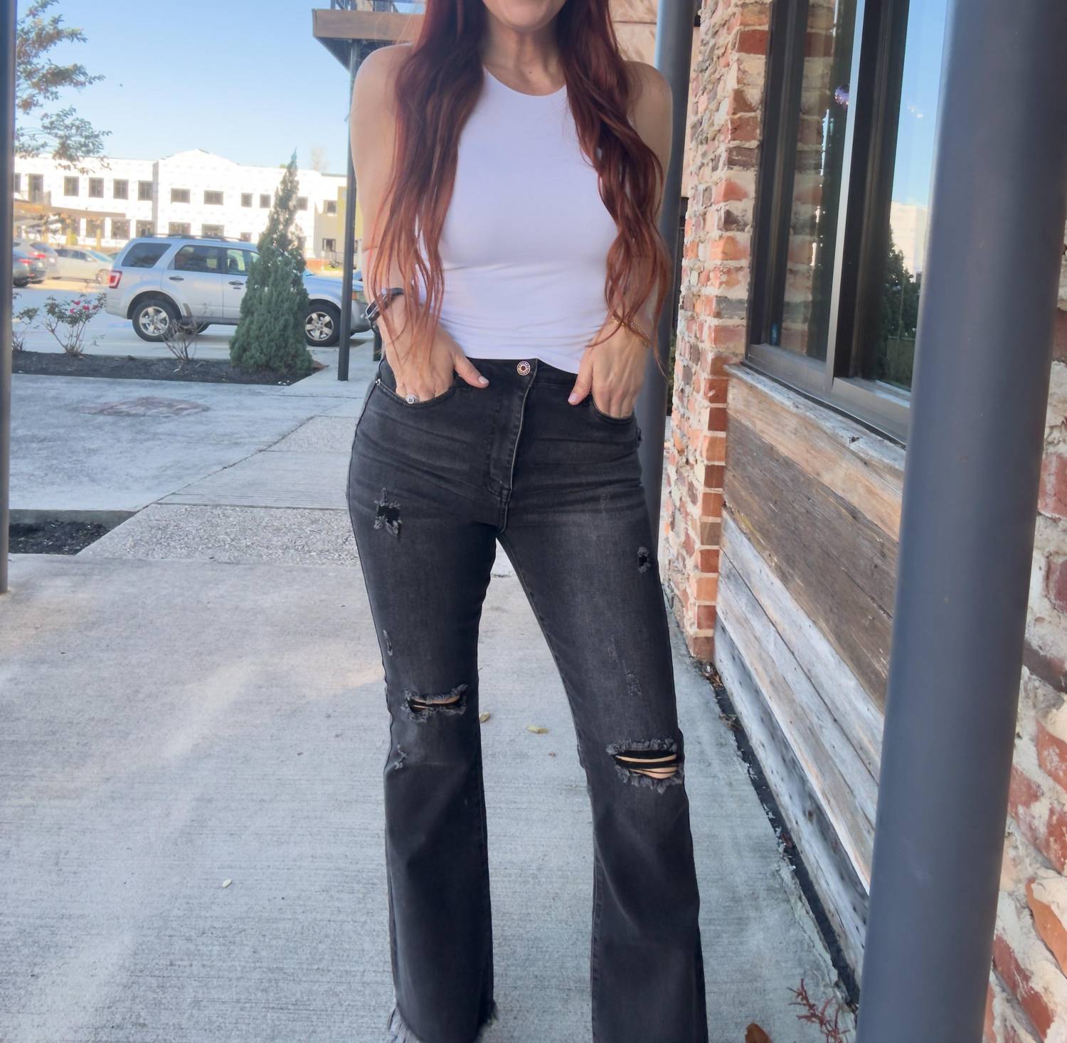 Risen - Kari Distressed Flare Jeans