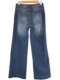 1822 Denim Women's Slim Wide Leg Jeans in oaklee - women's jeans - detail view