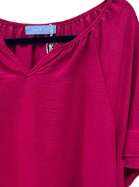 Pixi + Ivy Women's Ruffle Sleeve Tunic Top in red - women's shirt - detail view