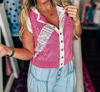 Pol - Sweet & Chic Patchwork Sweater Vest Top
