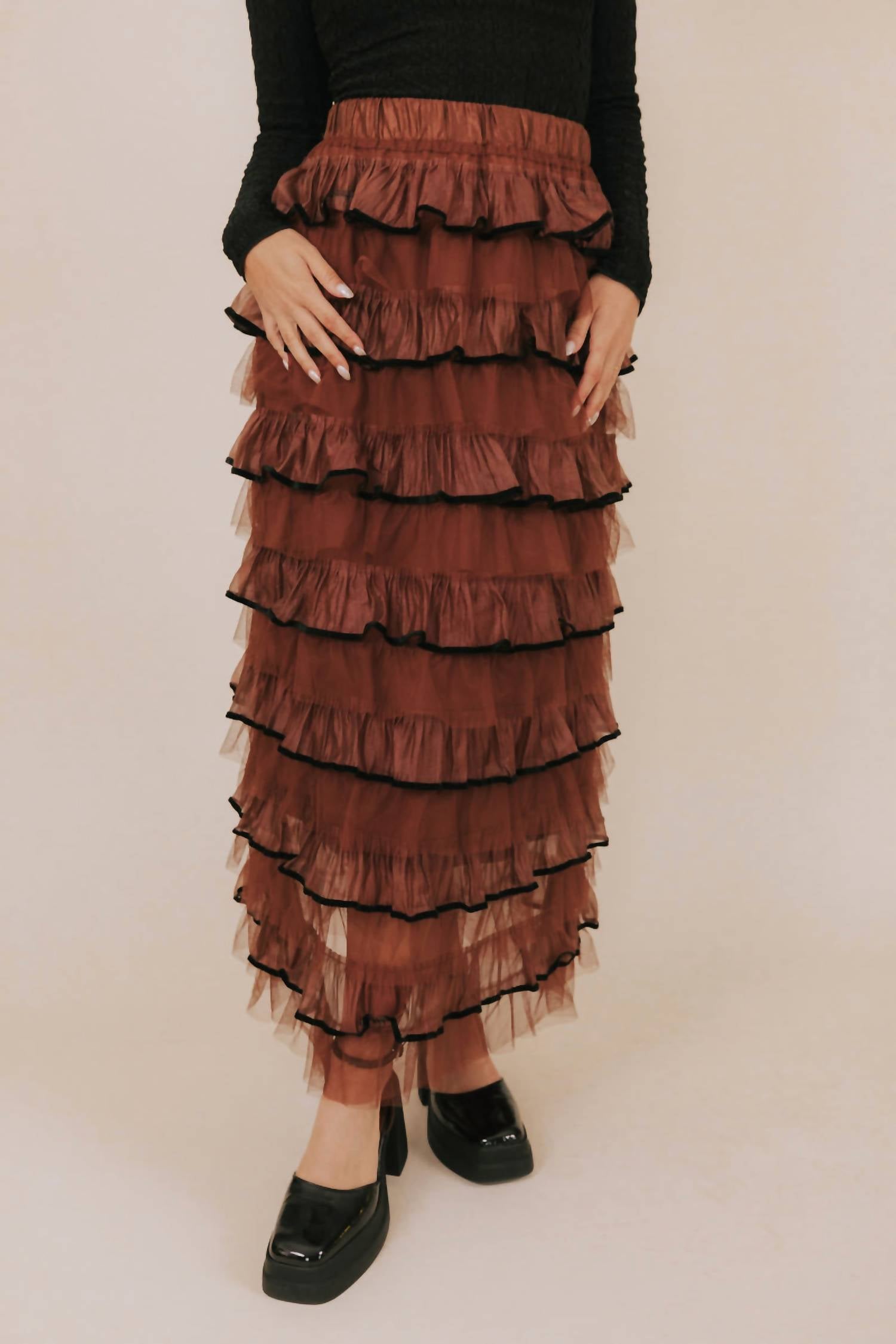 So Me - Tulle Ruffled Maxi Skirt