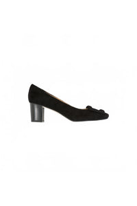 Ann Mashburn Women's Buckle Heel in black suede - women's heels