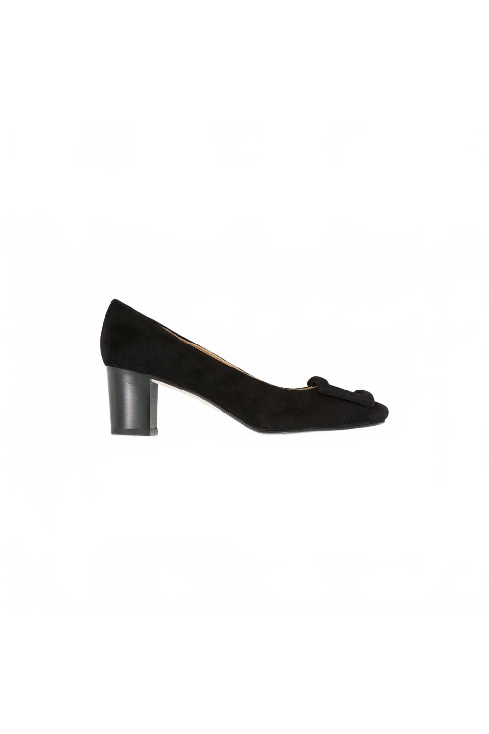 Ann Mashburn Women's Buckle Heel in black suede - women's heels