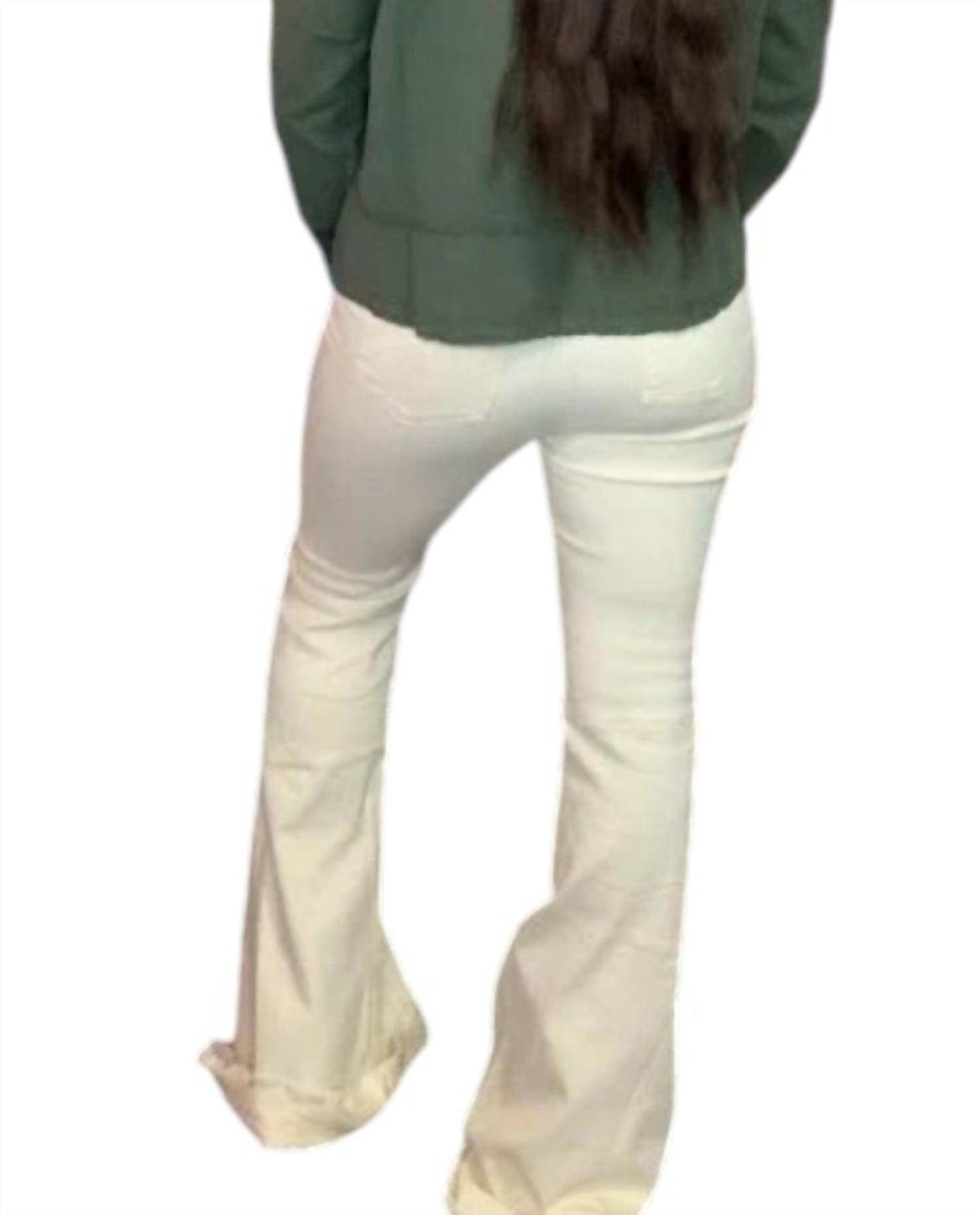LAVENDER J Women's Flare Jeans in ivory - women's jeans - detail view