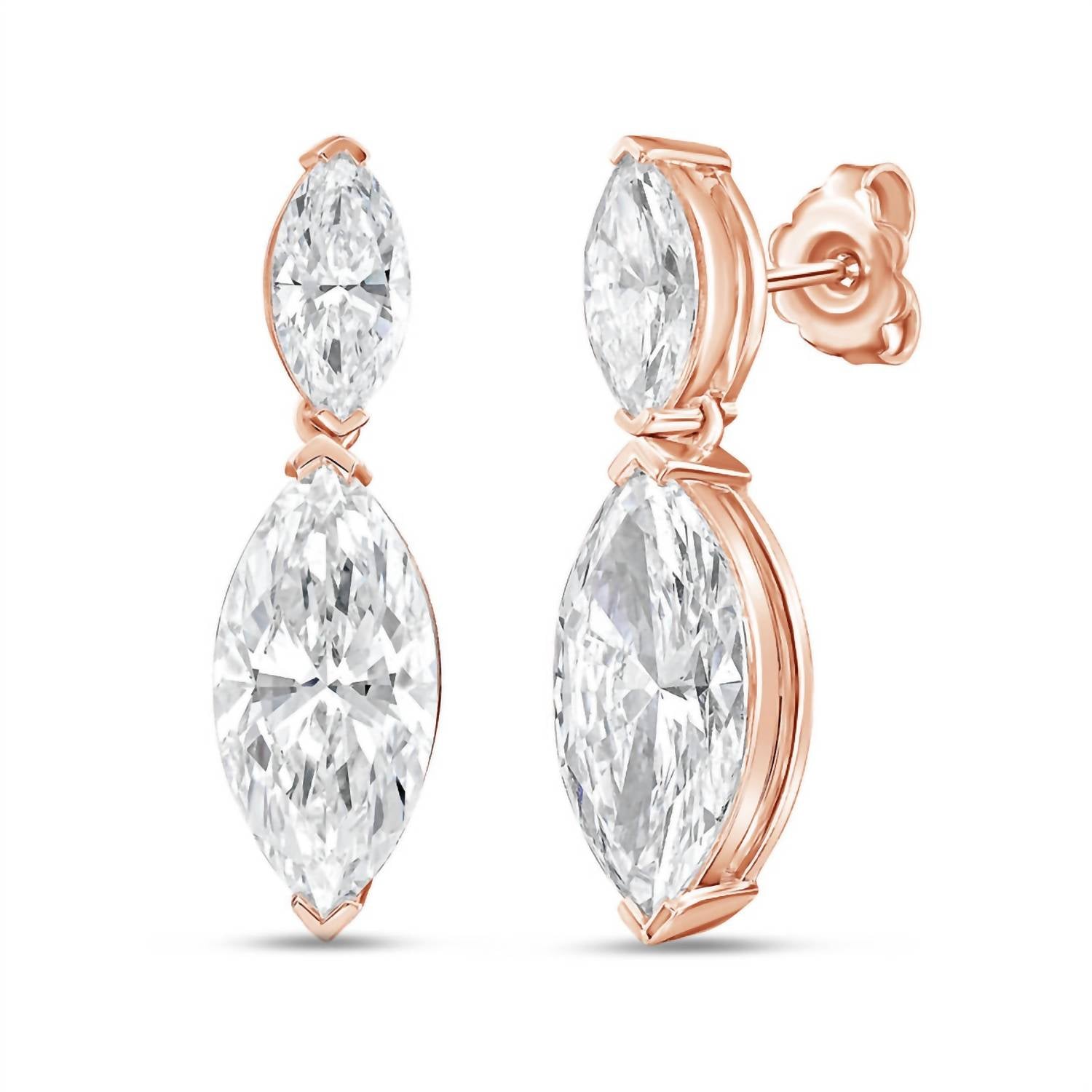 Diana M Jewels - 10.00 Ct Lab-grown Marquise Diamond Drop Earrings