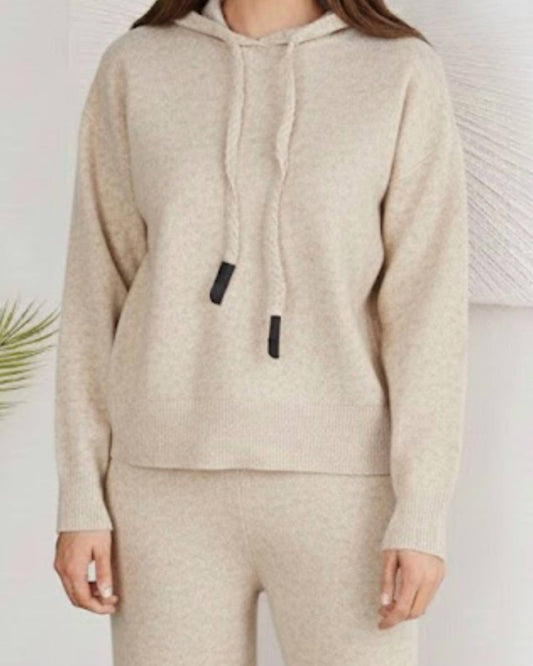 Venti6 - Knit Hooded Sweater And Drawstring Wide Leg Pants