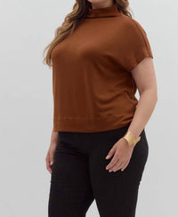 Entro - Tammy Knit Mock Neck Pullover Top - Plus