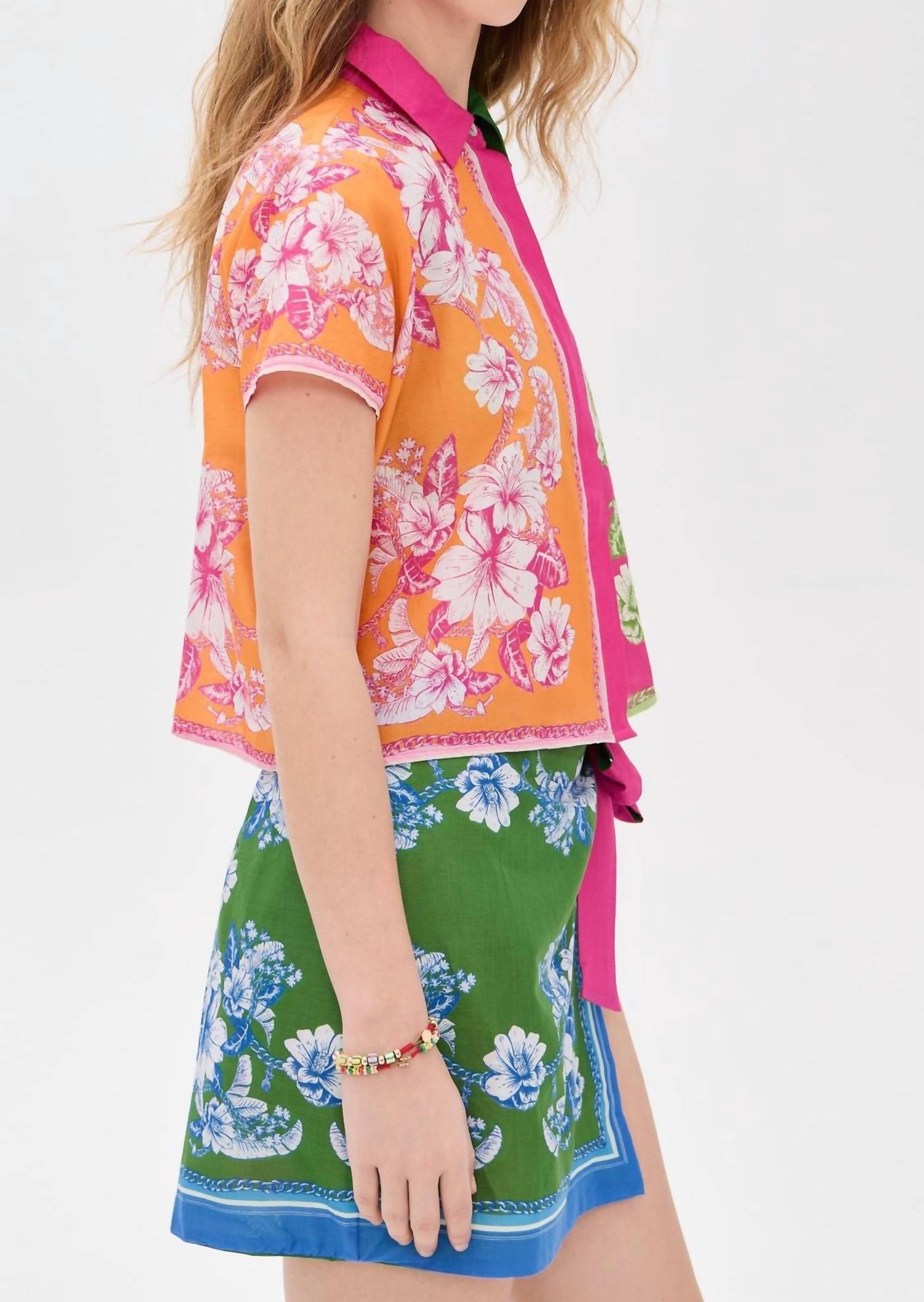 Farm Rio - Floral Elegance Mixed Scarves Shirt