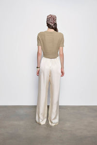 Enza Costa - LINEN OPEN KNIT CROPPED SHORT SLEEVE SWEATER