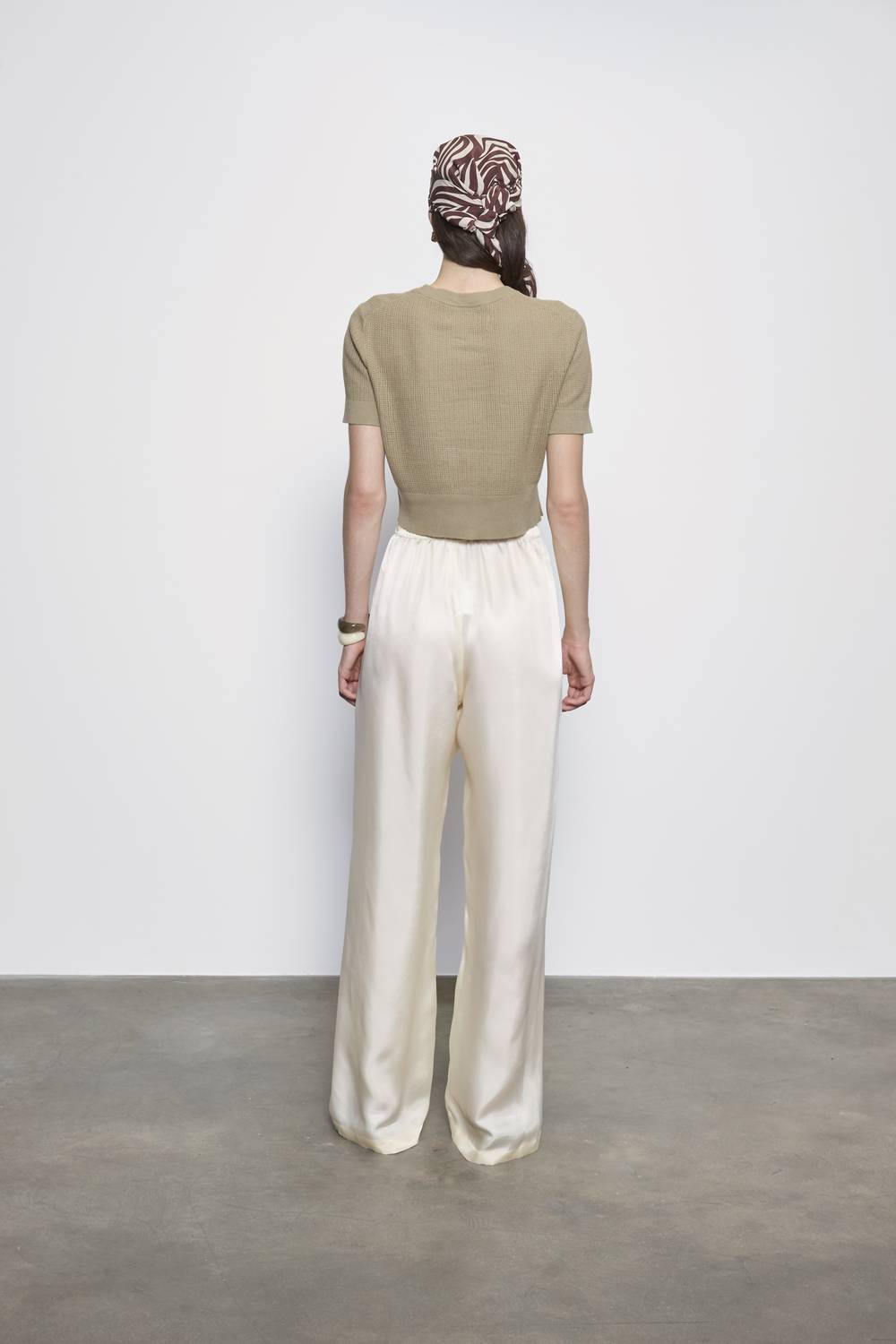 Enza Costa - LINEN OPEN KNIT CROPPED SHORT SLEEVE SWEATER