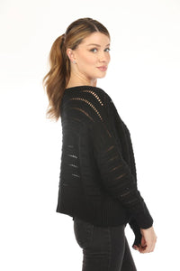 Planet By Lauren G. - Cotton Loomed Boat Neck Sweater Top