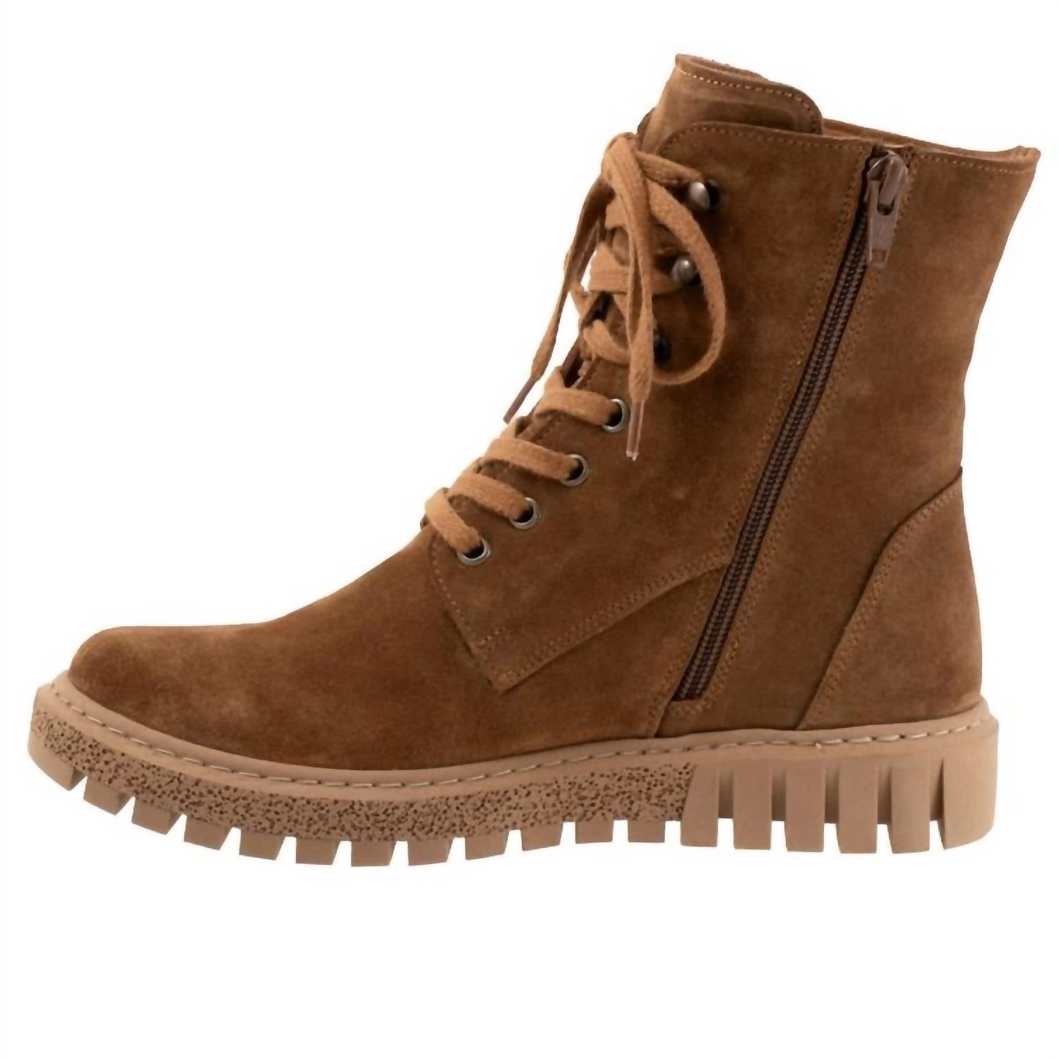 bueno Women's Scarlett Boot in tobacco suede - women's shoe - detail view