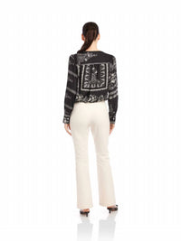 Fifteen Twenty - Paisley Scarf Print V-neck Blouson Top