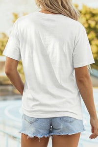 Shewin - American Flag Patchwork Casual Tee