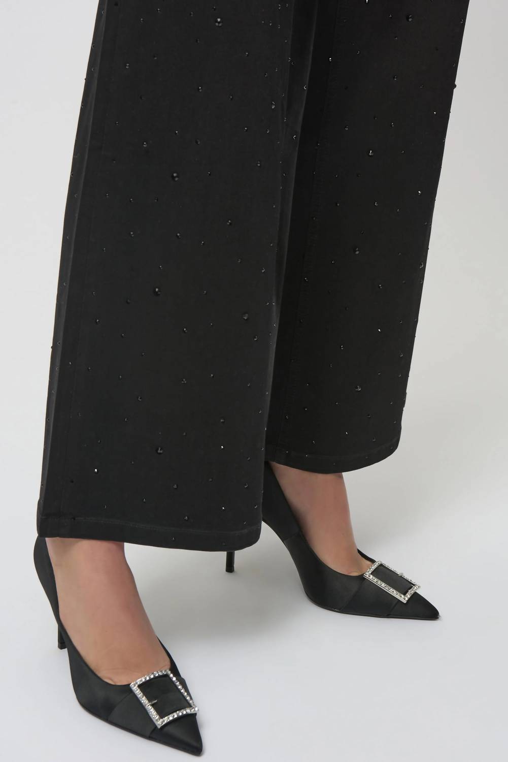 Joseph Ribkoff - Classic Wide Leg Jeans with Rhinestones